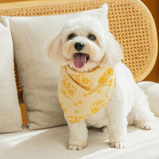 Lion Dance Series - Pet Bandana in Yellow by Le Petit Society
