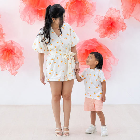 Mandarin Orange Series - Boys Jersey Shirt in Classic Orange Print by Le Petit Society