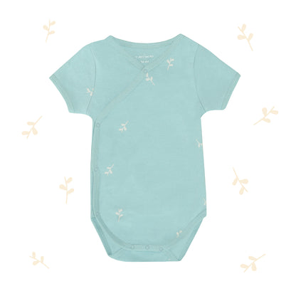 Baby Organic Kimono Romper in Leaf Print by Le Petit Society — image 12