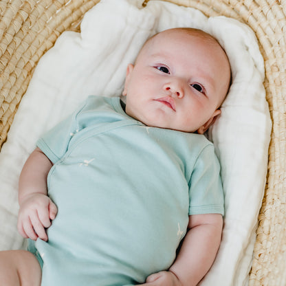 Baby Organic Kimono Romper in Leaf Print by Le Petit Society — image 9