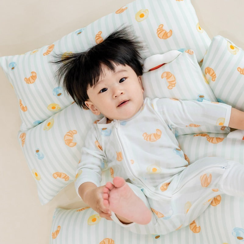 Baby Bamboo Sleepsuit in Breakfast Print by Le Petit Society — image 12