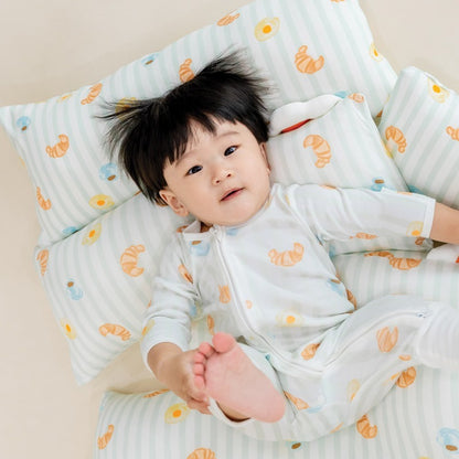 Baby Bamboo Sleepsuit in Breakfast Print by Le Petit Society — image 13