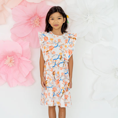 Garden Series - Girls Ruffled Dress in White Peony by Le Petit Society — image 10