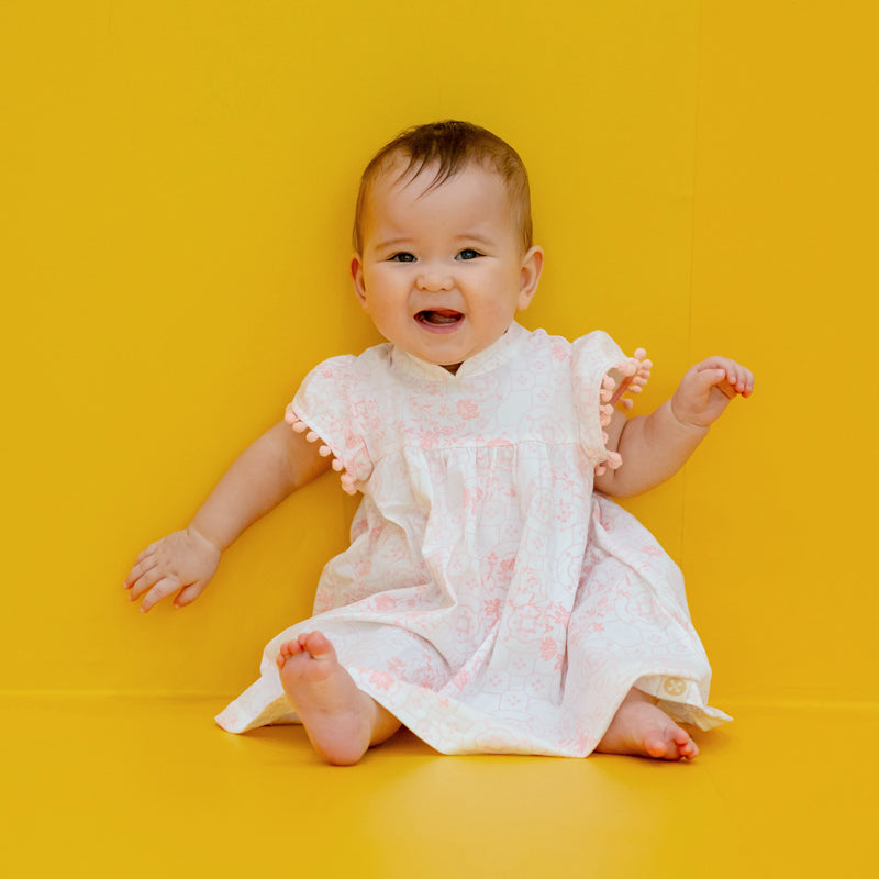 Chinese Motif Series - Baby Girl Dress in Pink Floral Motif by Le Petit Society — image 8