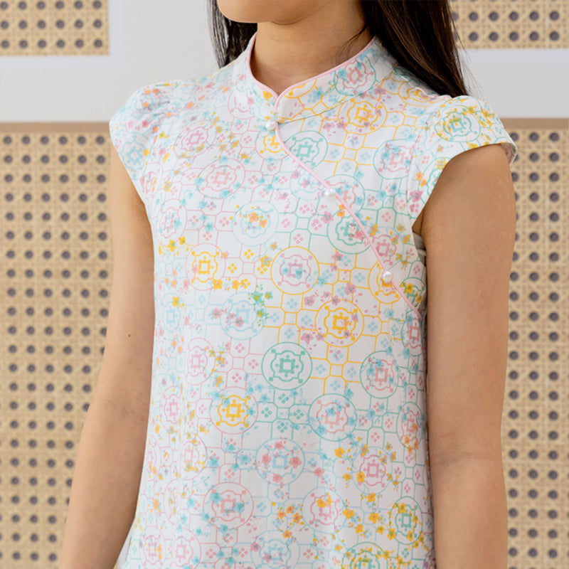Chinese Motif Series - Girls Cheongsam in Pastel Rainbow Motif by Le Petit Society — image 2