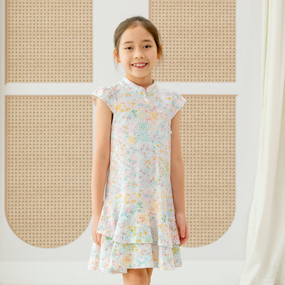 Chinese Motif Series - Girls Cheongsam in Pastel Rainbow Motif by Le Petit Society