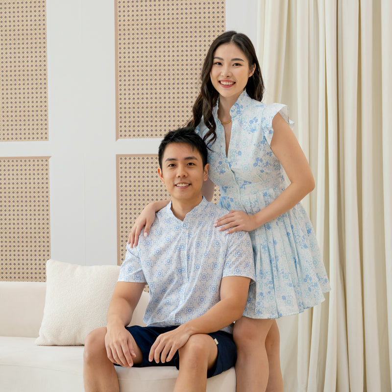 Chinese Motif Series - Ladies Dress in Blue Floral Motif by Le Petit Society — image 3