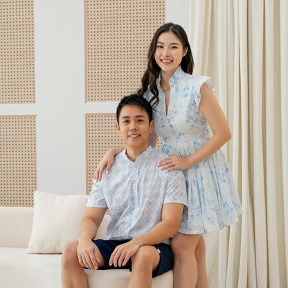 Chinese Motif Series - Ladies Dress in Blue Floral Motif by Le Petit Society — image 3