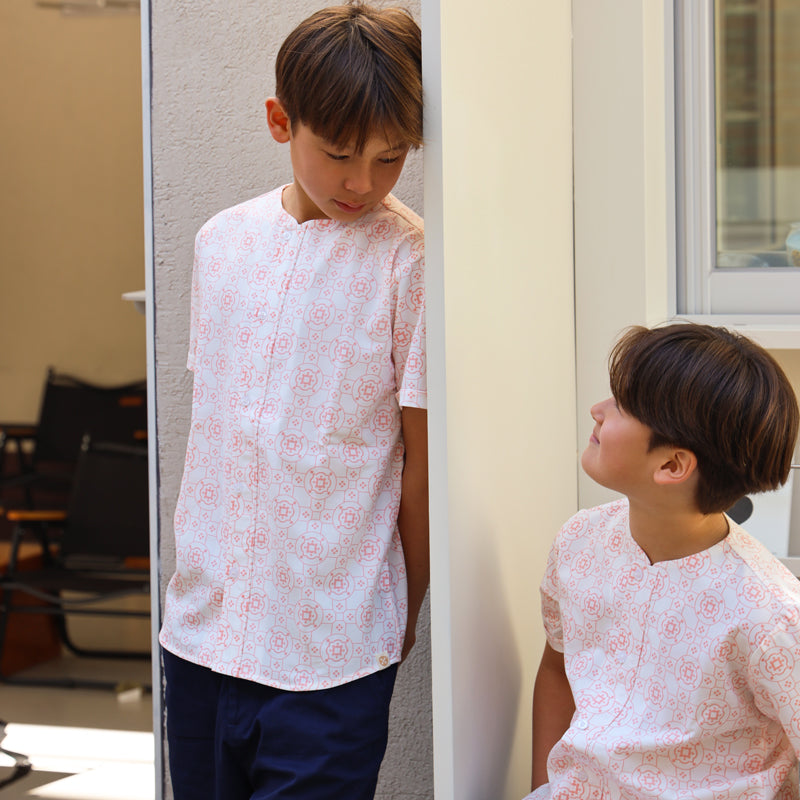 Chinese Motif Series - Boys Shirt in Pink Motif by Le Petit Society — image 4