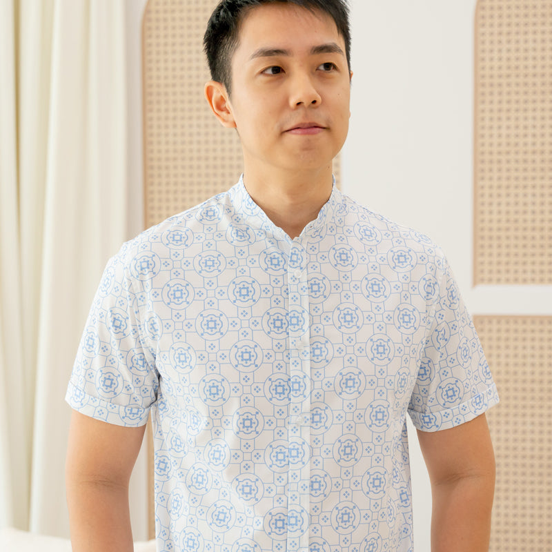 Chinese Motif Series - Men's Shirt in Blue Motif (Classic Fit) by Le Petit Society — image 4