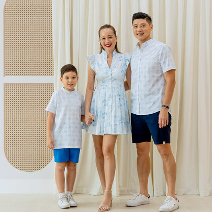 Chinese Motif Series - Boys Jersey Shirt in Blue Motif by Le Petit Society — image 3