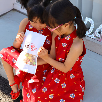 Lion Dance Series - Girls Halter Dress in Red by Le Petit Society — image 4