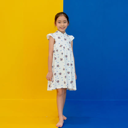 Lion Dance Series - Girls Jersey Dress in White by Le Petit Society — image 6