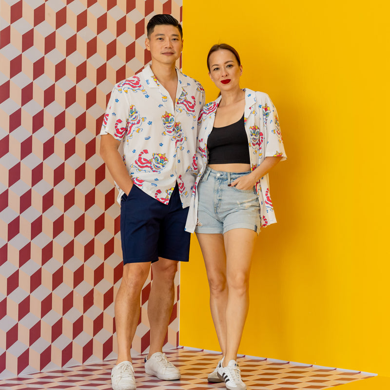 Lion Dance Series - Men's Camp Collar Shirt in Lion Print (Relaxed Fit) by Le Petit Society — image 2