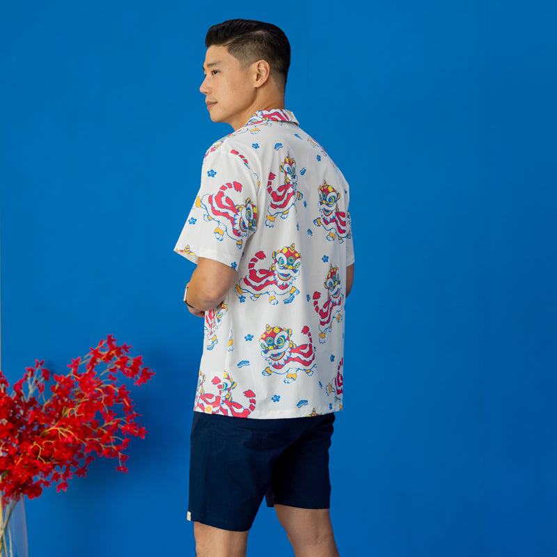 Lion Dance Series - Men's Camp Collar Shirt in Lion Print (Relaxed Fit) by Le Petit Society — image 3