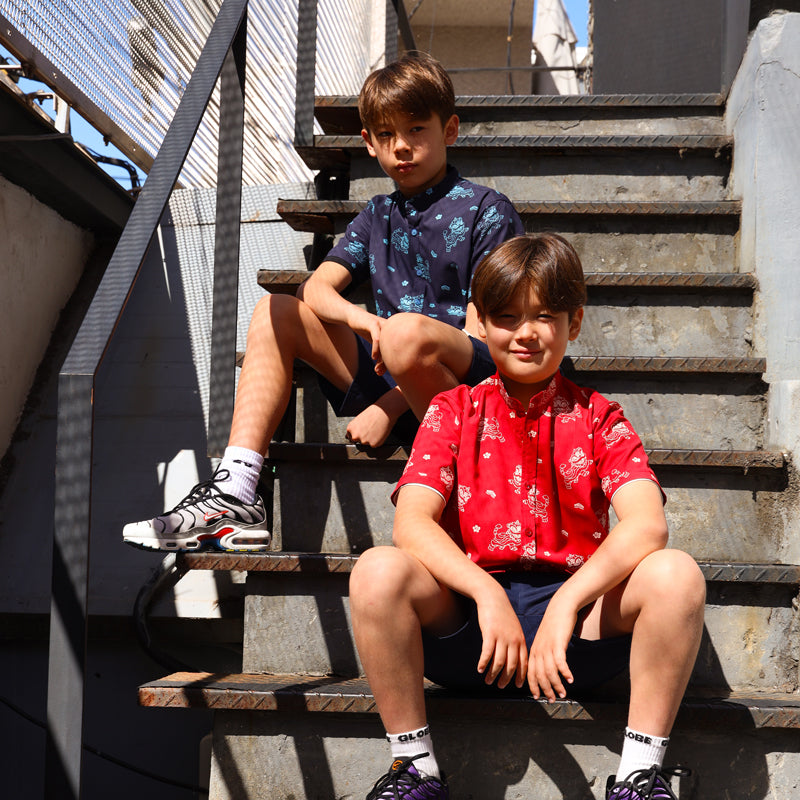 Lion Dance Series - Boys Shirt in Red Lion Print by Le Petit Society — image 3