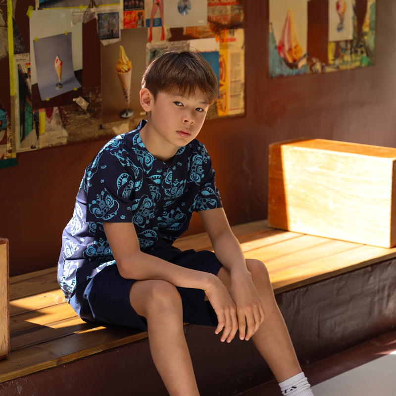 Lion Dance Series - Boys Shirt in Navy by Le Petit Society — image 16