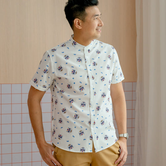 Lion Dance Series - Men's Shirt in White (Classic Fit) by Le Petit Society