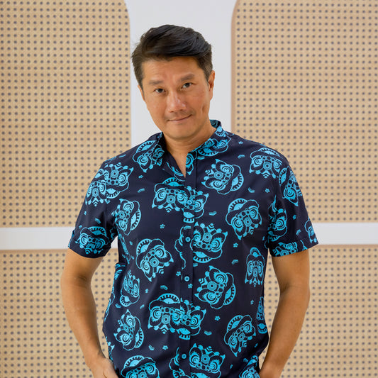 Lion Dance Series - Men’s Shirt in Navy (Classic Fit) by Le Petit Society