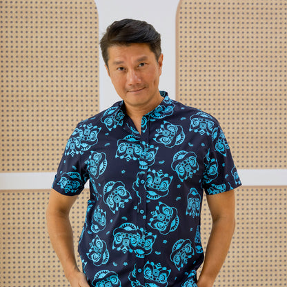 Lion Dance Series - Men’s Shirt in Navy (Classic Fit) by Le Petit Society — image 6