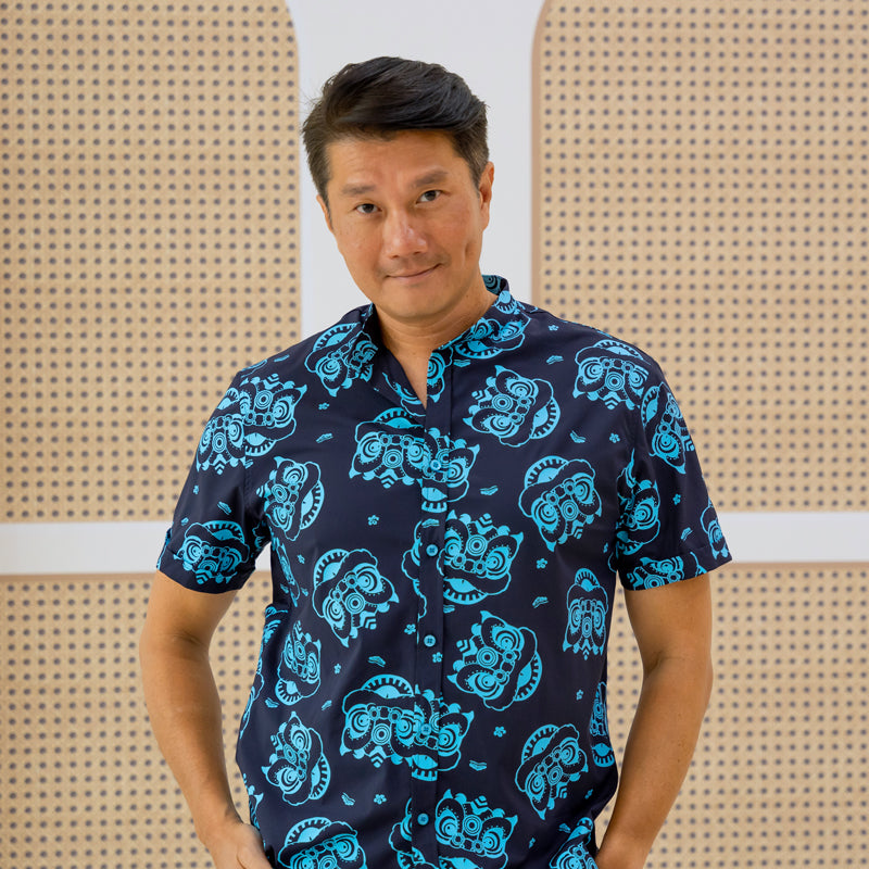 Lion Dance Series - Men’s Shirt in Navy (Classic Fit) by Le Petit Society — image 9