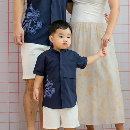 Zodiac Series - Boys Shirt in Navy Snake Print by Le Petit Society — image 5