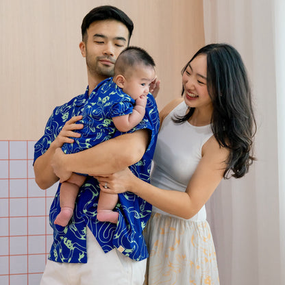 Zodiac Series - Baby Boy Jersey Romper in Blue Snake Print by Le Petit Society — image 3