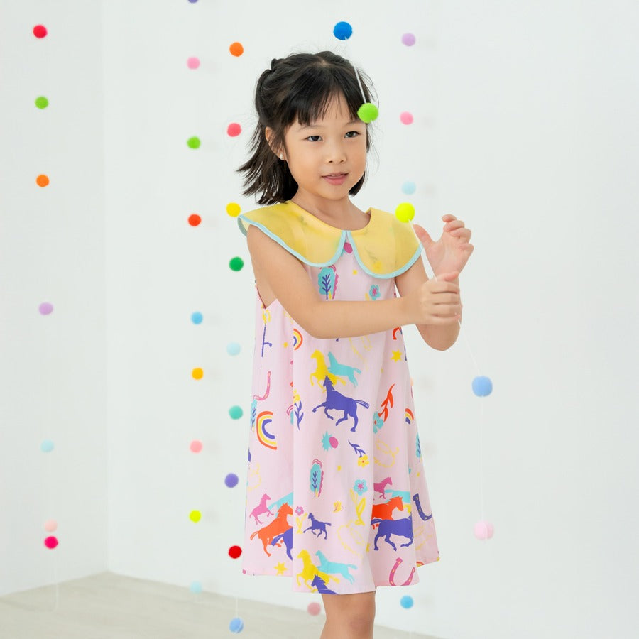 Le Petit Society x Sheila - Girls Dress in Rainbow Horses Print — image 12