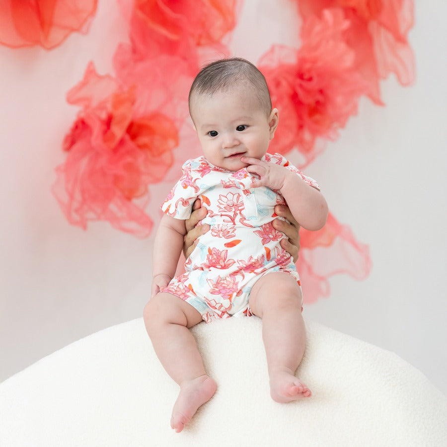 Le Petit Society x Sheila - Baby Boy Jersey Romper in Lotus Print — image 11