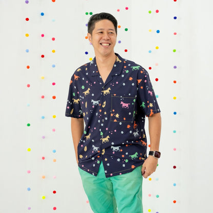 Le Petit Society x Sheila - Men's Camp Collar Shirt in Rainbow Horses Print (Relaxed Fit) — image 11