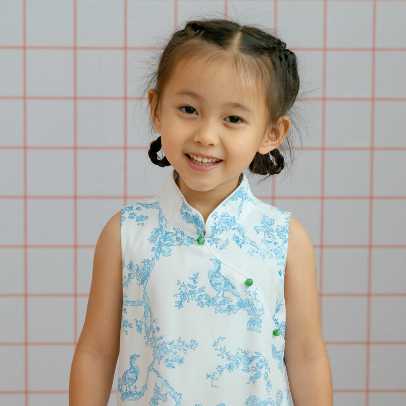 Heritage Series - Girls Cheongsam in Floral Porcelain Print by Le Petit Society — image 4
