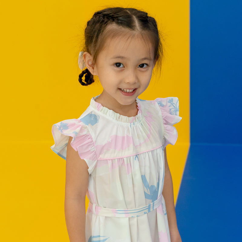 Heritage Series - Girls Baby Doll Dress in MBS Skyline Print by Le Petit Society — image 4