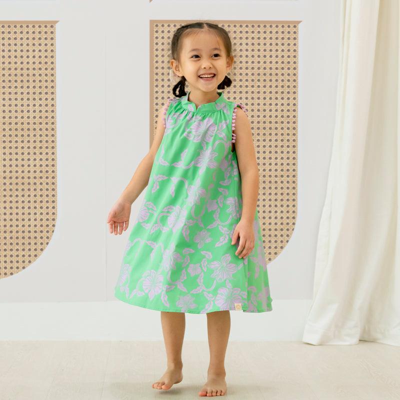 Heritage Series - Girls Cheongsam in Green Orchid Print by Le Petit Society — image 2