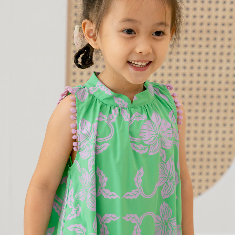 Heritage Series - Girls Cheongsam in Green Orchid Print by Le Petit Society — image 5