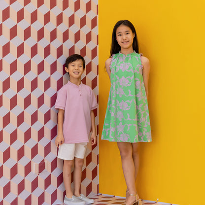 Heritage Series - Girls Cheongsam in Green Orchid Print by Le Petit Society — image 4