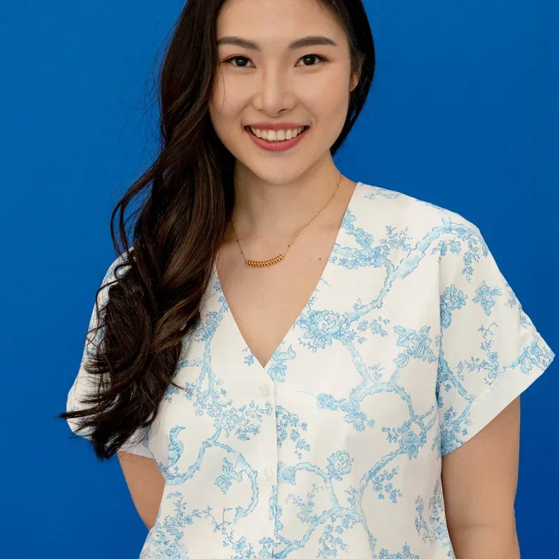 Heritage Series - Ladies Blouse in Floral Porcelain Print by Le Petit Society — image 5