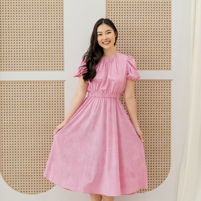 Heritage Series - Ladies Cutout Dress in Pink Orchid Print by Le Petit Society — image 4