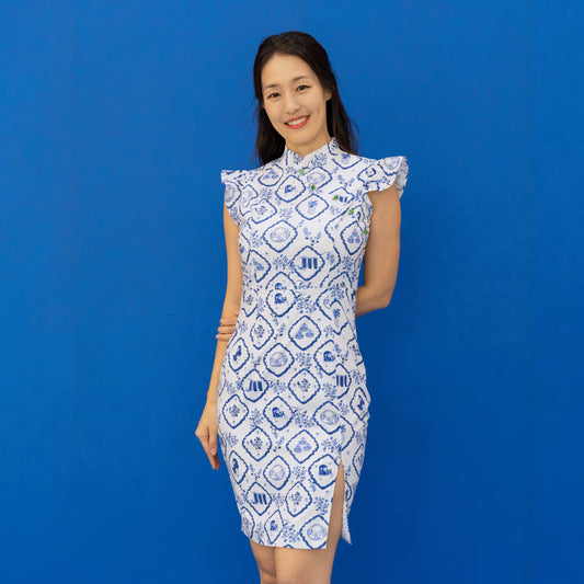 Heritage Series - Ladies Cheongsam in Porcelain Motif by Le Petit Society