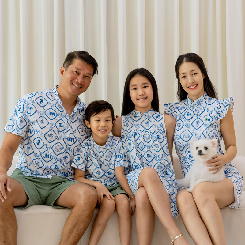Heritage Series - Boys Jersey Shirt in Porcelain Motif by Le Petit Society — image 3