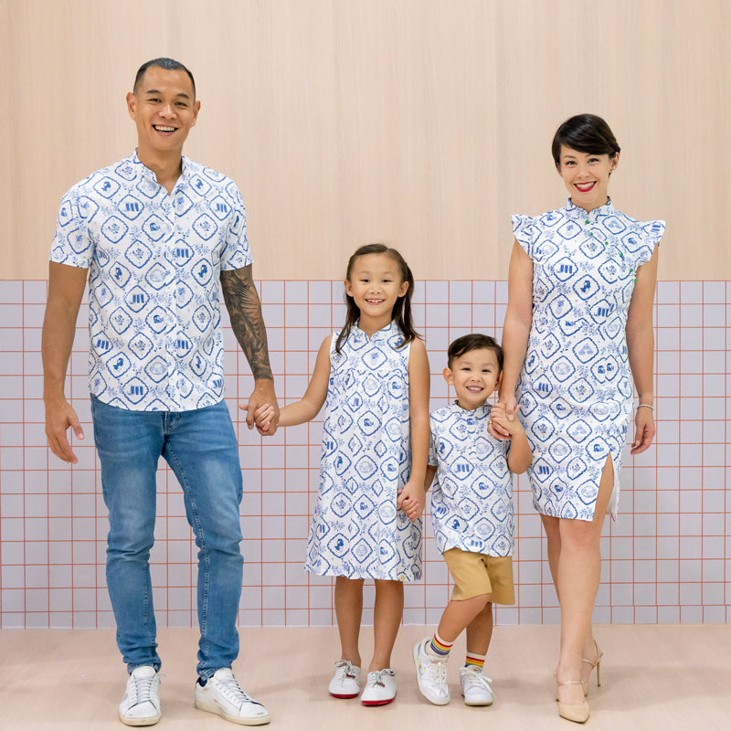 Heritage Series - Girls Jersey Cheongsam in Porcelain Motif by Le Petit Society — image 4
