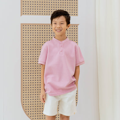 Polo Series - Boy's Polo Shirt in Pink by Le Petit Society — image 10