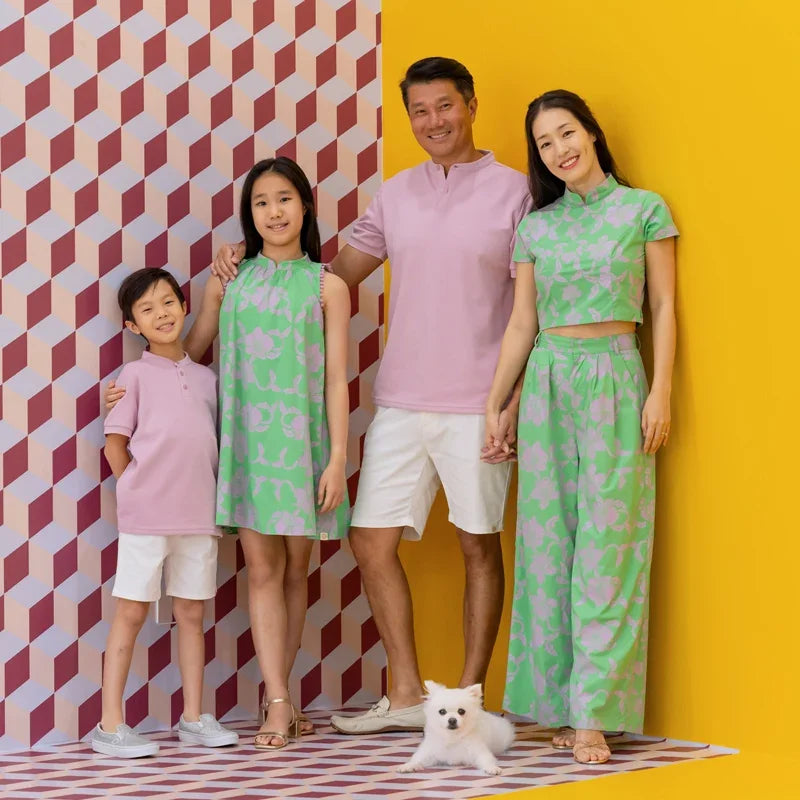 Heritage Series - Ladies Cheongsam Top in Green Orchid Print by Le Petit Society — image 4