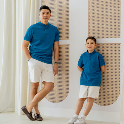 Polo Series - Boy's Polo Shirt in Blue by Le Petit Society — image 2