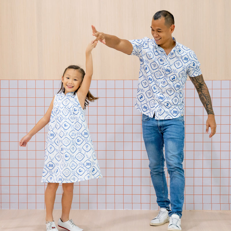 Heritage Series - Girls Jersey Cheongsam in Porcelain Motif by Le Petit Society — image 6