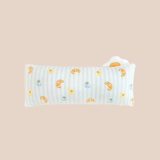 A kids' pillow in size medium with a print of breakfast food, from Le Petit Society.