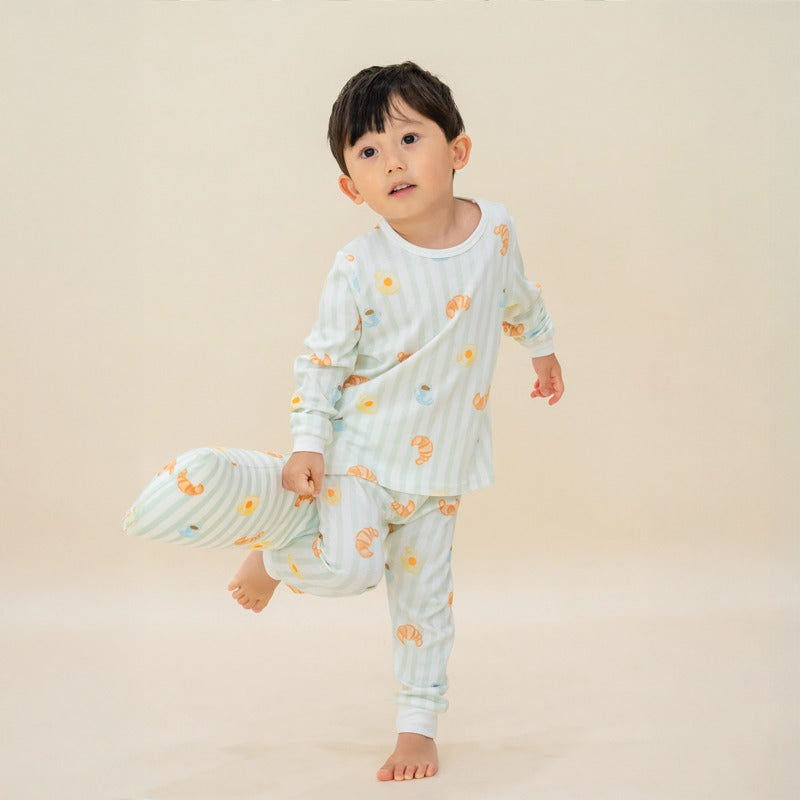Kids Bamboo Pyjamas Set in Breakfast Print by Le Petit Society — image 9