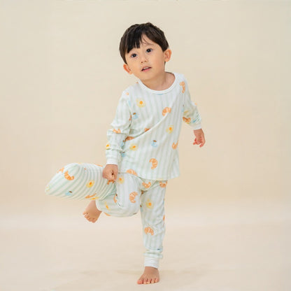 Kids Bamboo Pyjamas Set in Breakfast Print by Le Petit Society — image 11