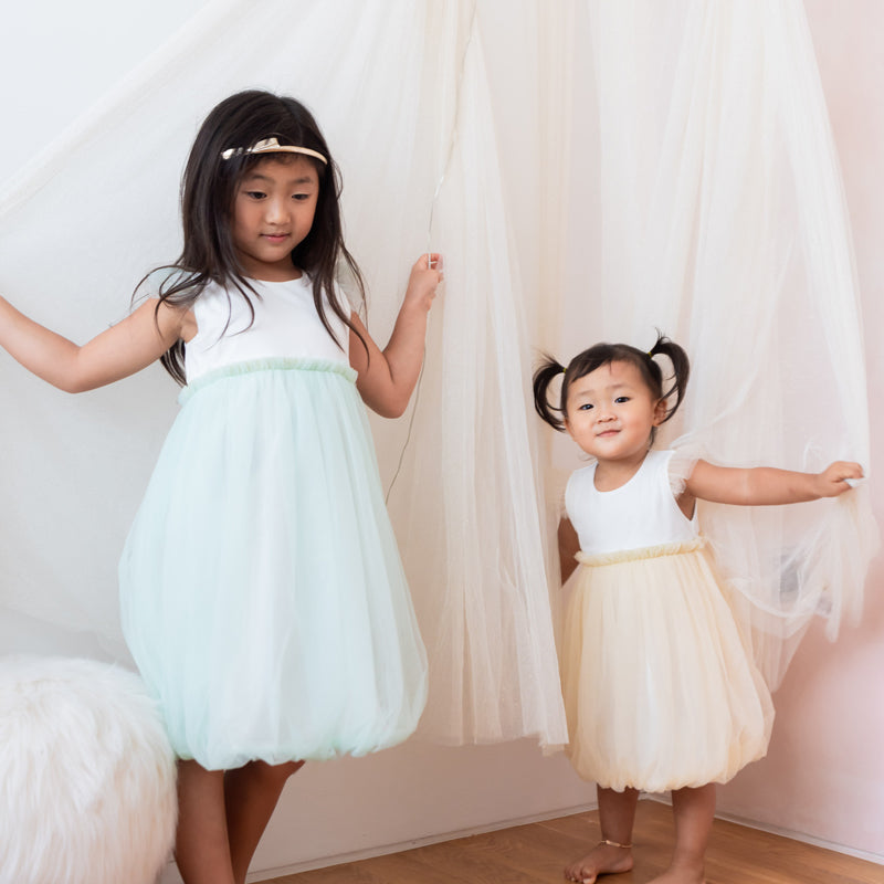 Flower Girl Series - Bubble Dress in Champagne by Le Petit Society — image 5