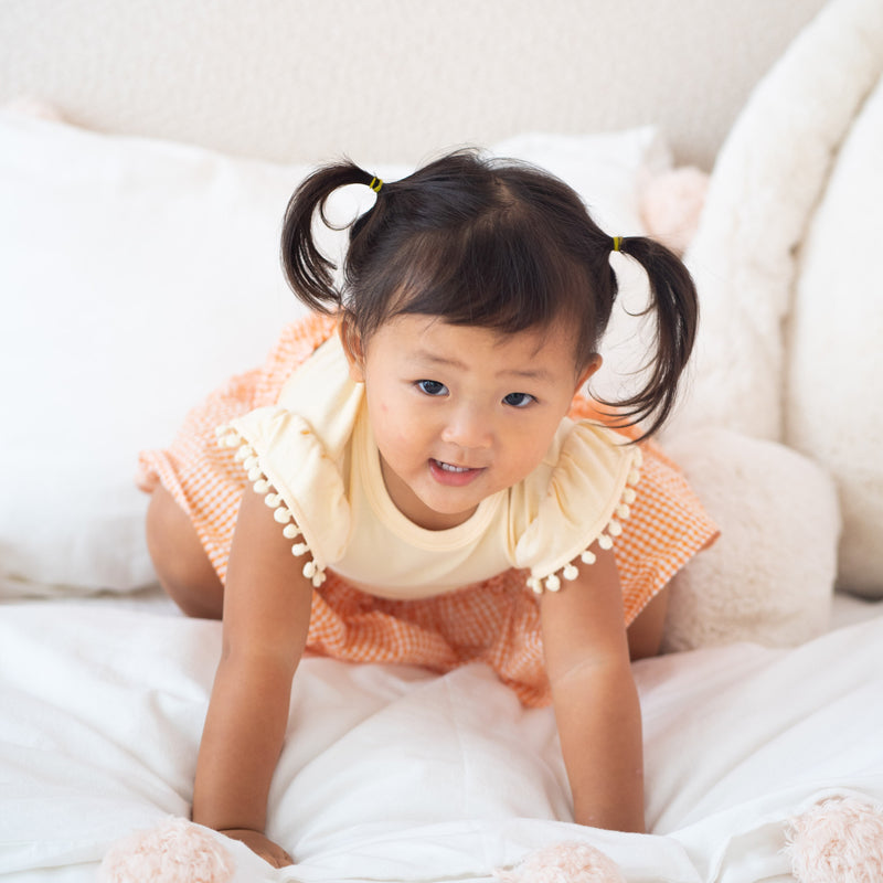 Resort Series - Girls Tiered Skirt in Orange Gingham by Le Petit Society — image 3