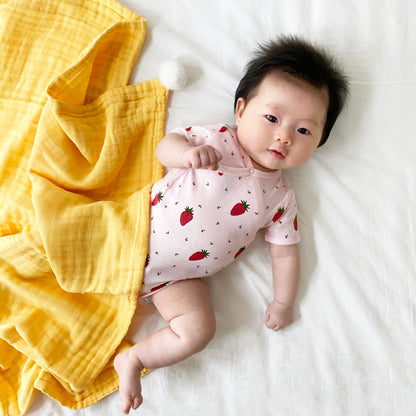 Keepsake Baby Blanket in Mustard (Personalisable) by Le Petit Society